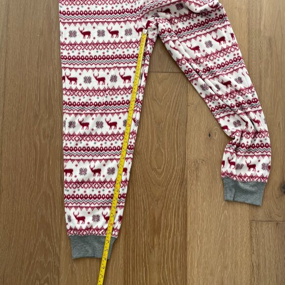 P.J. Salvage Pajamas Women Medium Onesie Moose Red White Gray Fleece One Piece - Picture 14 of 15